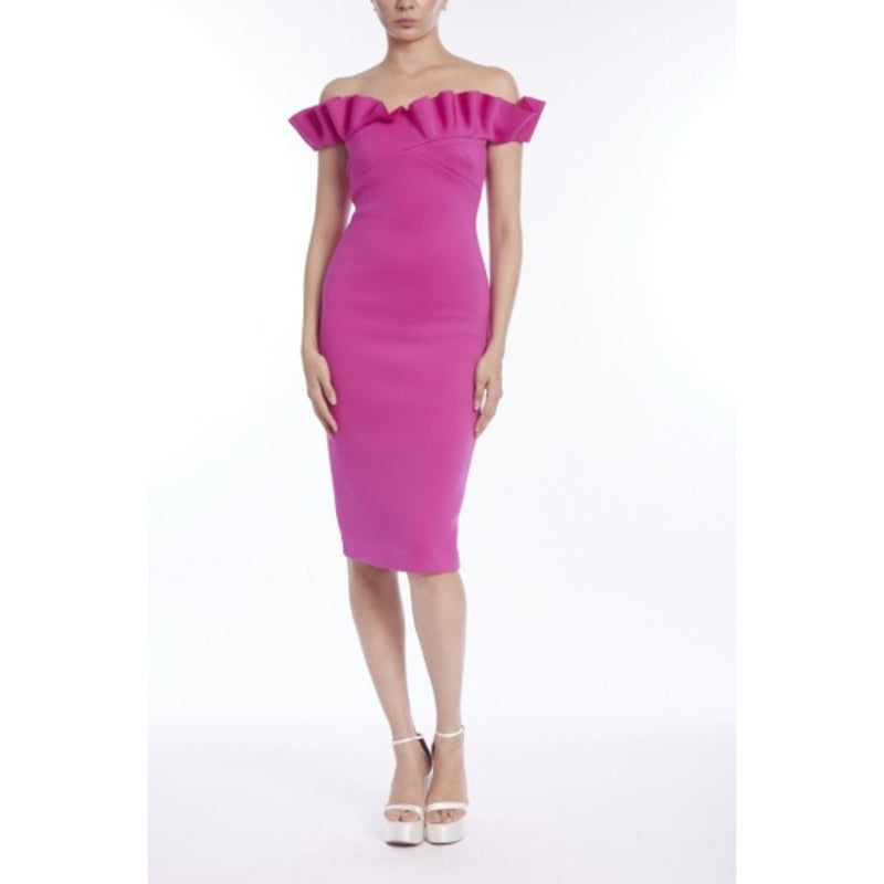 Badgley Mischka - Womens Ruffle Off Shlder
