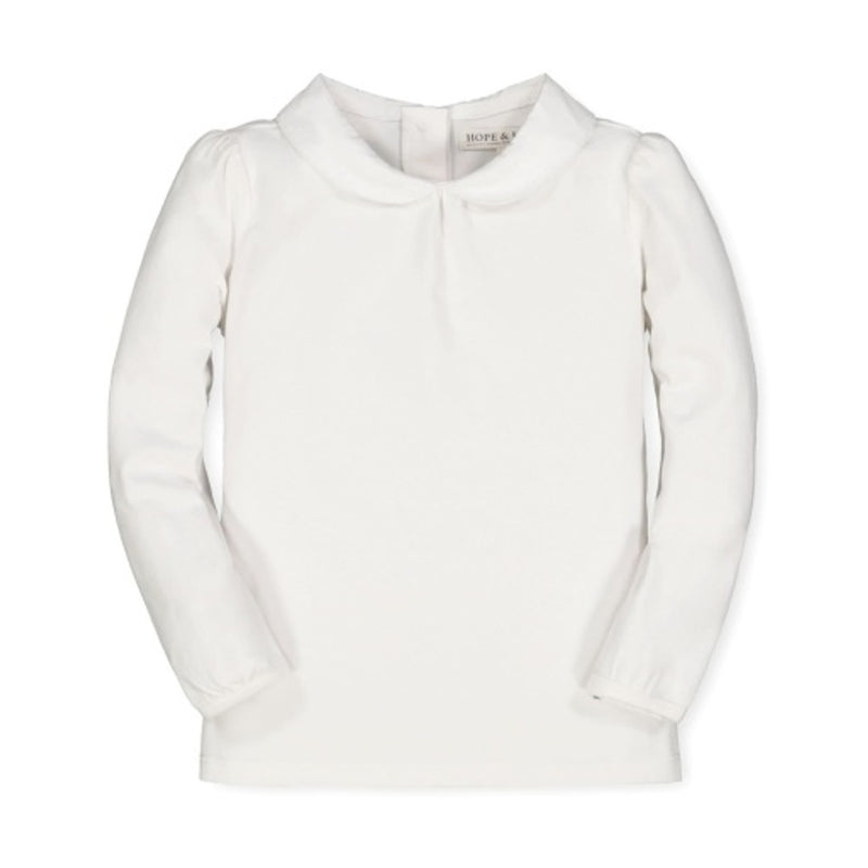 Hope & Henry - Girls Knit Top with Woven Collar