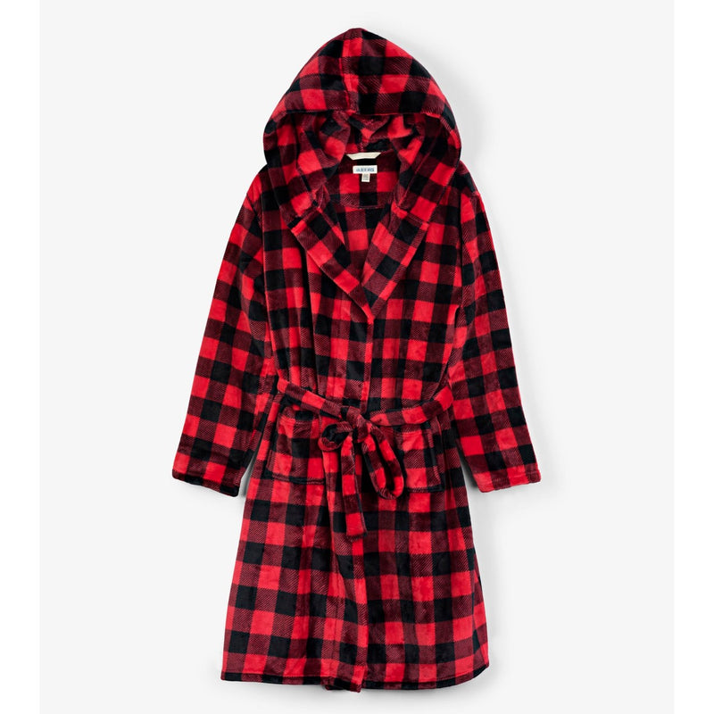 Little Blue House - Unisex Buffalo Plaid Adult Fleece Robe