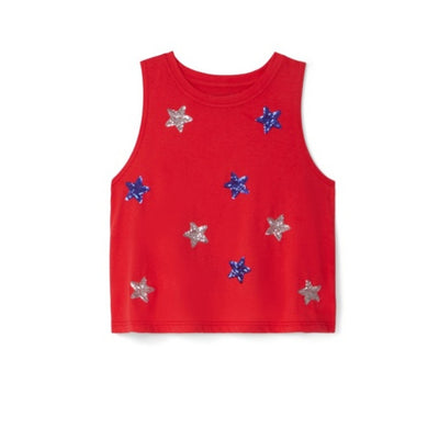 Tipsy Elves - Womens Stars of Summer Sequin Cropped Tank Top