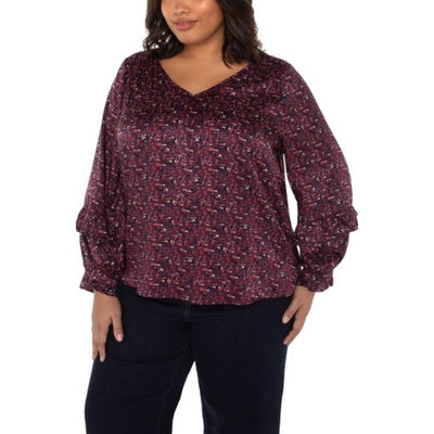 Liverpool Los Angeles - Womens Long Slv Woven Blouse with Ruffles