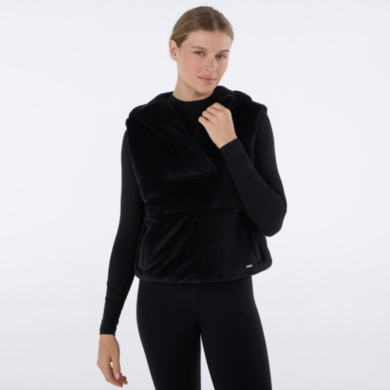 Thirty Three Threads - Unisex Ribbed Velour Puffer Vest Ruby