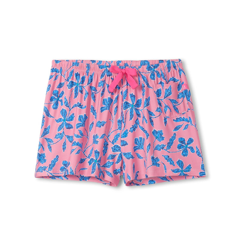 Little Blue House - Unisex Pink Batik Flowers Pj Shorts in a Bag