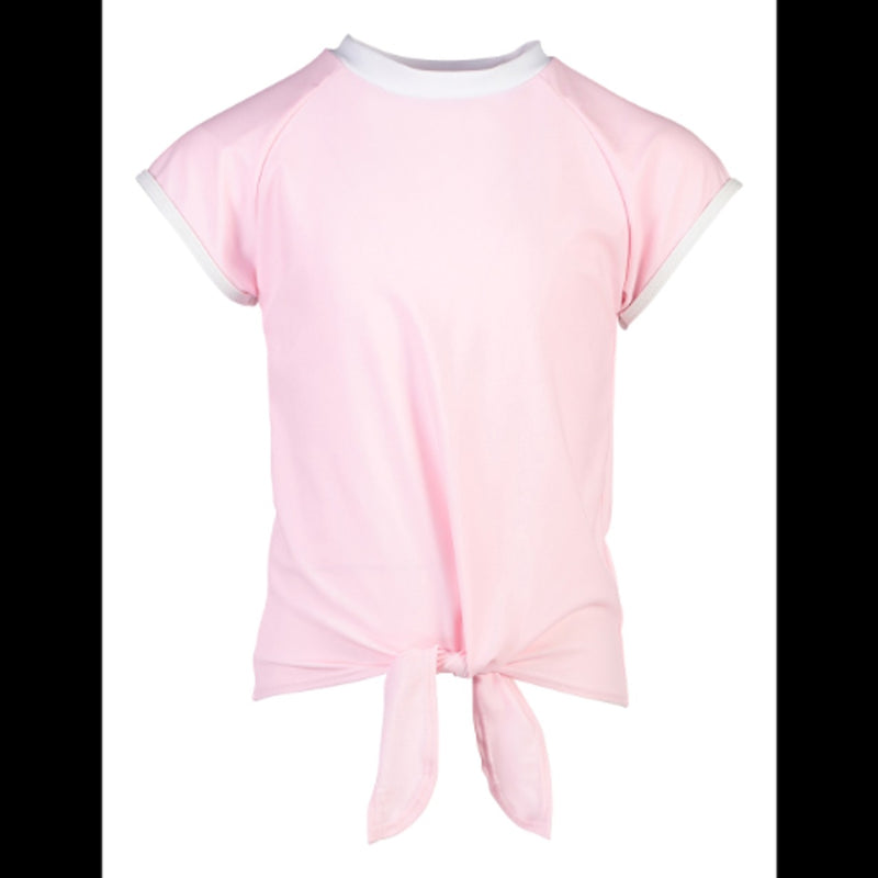 Snapper Rock - Girls Pink Knot Front Short Sleeve Rash Top