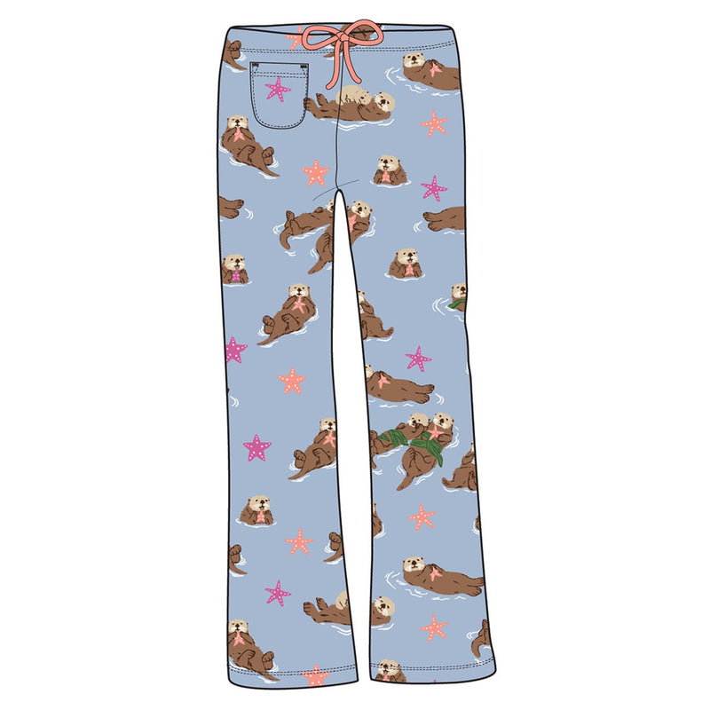 Little Blue House - Happy Otters Womens Jersey Pajama Pants