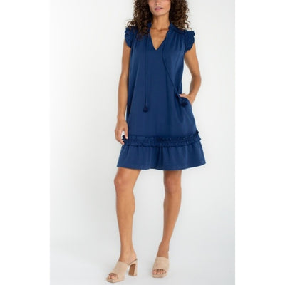 Liverpool Los Angeles - Womens Flutter Slv Ruffled Dress