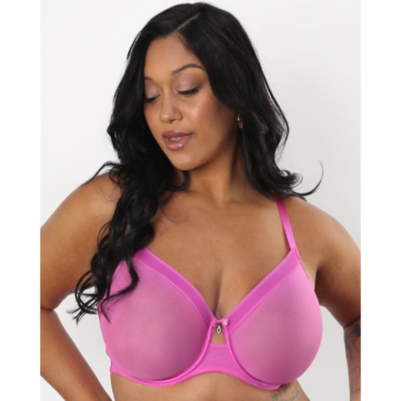 Ariela - Womens Sheer Mesh Full Coverage Unlined Underwire Bra - Flirt