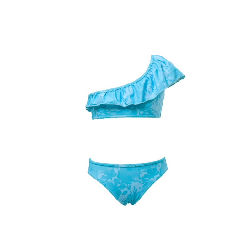 Snapper Rock - Girls Blue Leaf One Shoulder Bikini