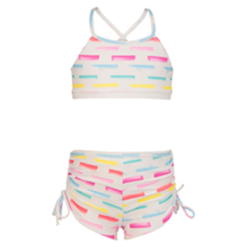 Snapper Rock - Girls Watercolor Stroke Sports Bikini