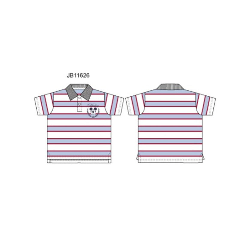 Janie and Jack - Boys K Short Sleeve Lt Blue Stripe Mickey Pique Polo Disney