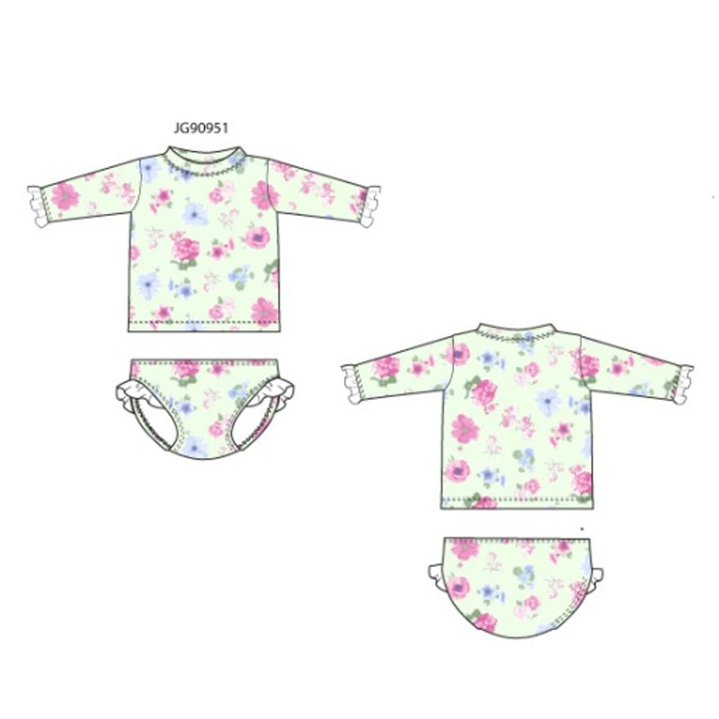 Janie and Jack - Girls K Grn Flrl Rg Set Swim E1