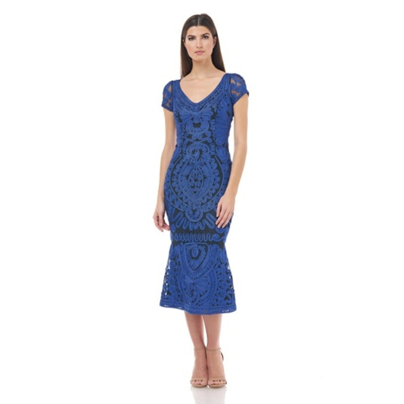 JS Collections - Womens Soutache Embroidered Midi Drs
