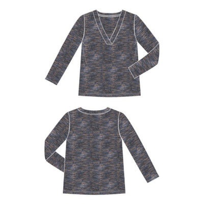 Liverpool Los Angeles - Womens 3/4 Sleeve V-Neck Knit Tee