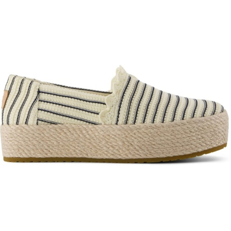 TOMS - Womens Valencia Espadrille - Ivory Cream Engineered Ruffle Stripe