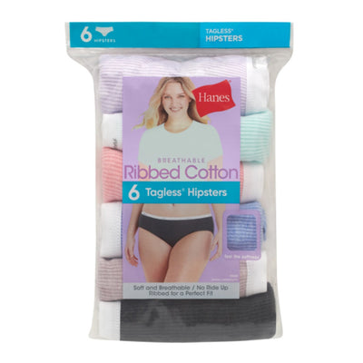 Hanes - Womens Ribbed Hipster Underwear 6-Pack