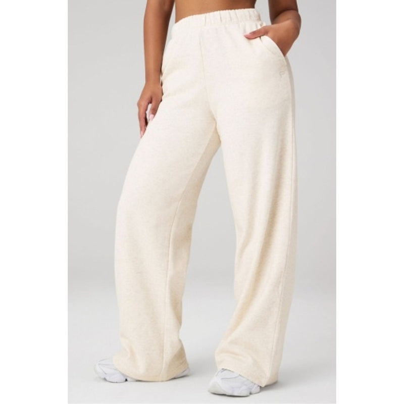 Fabletics - Womens Cozy Fleece Wide Leg Sweatpant - Bone Heather
