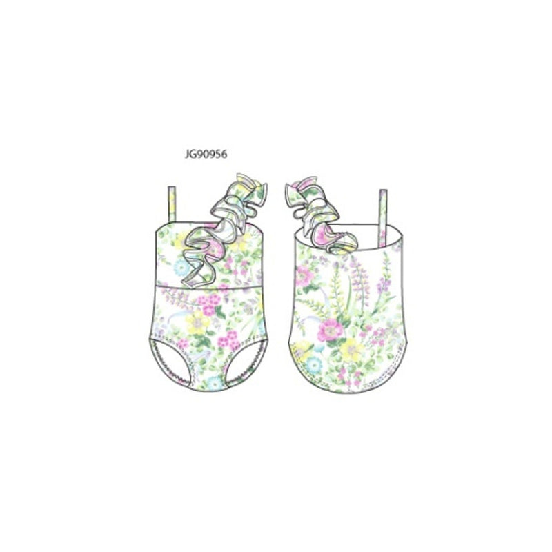 Janie and Jack - Girls K Wht Flrl Rffl 1pc Swim Spbk