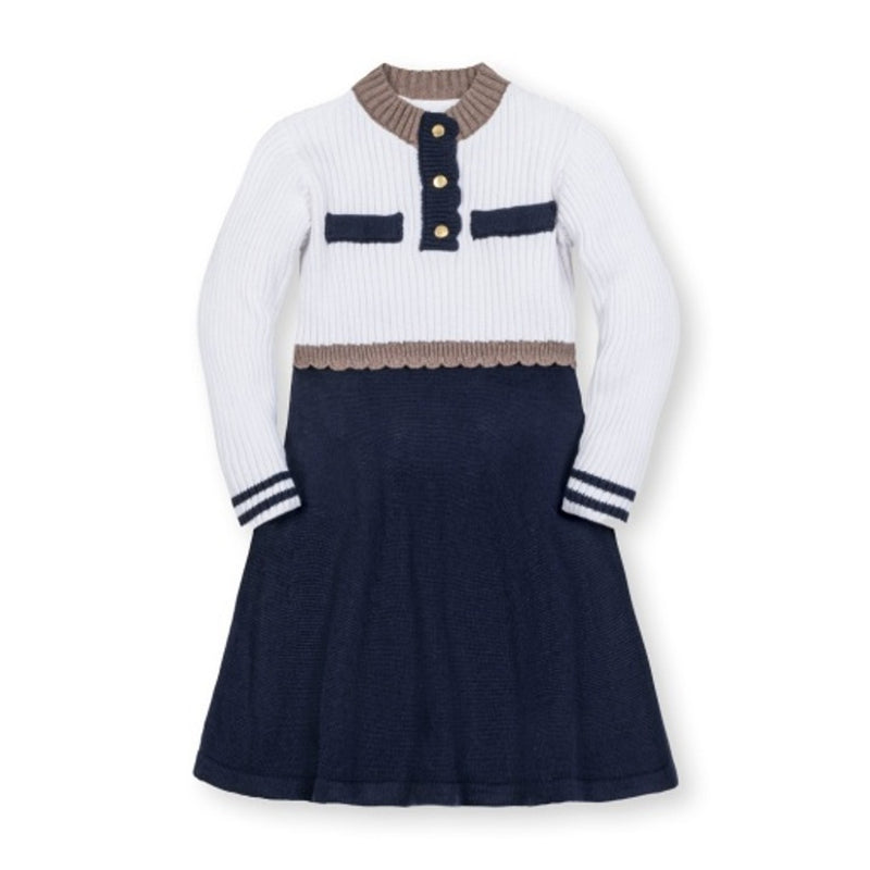 Hope & Henry - Girls Organic Mock Neck Henley Sweater Dress