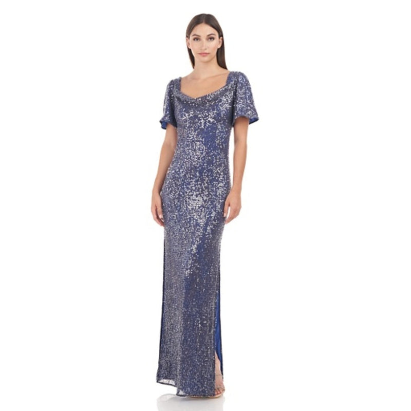 JS Collections - Womens Stephanie Cowl Column Gown