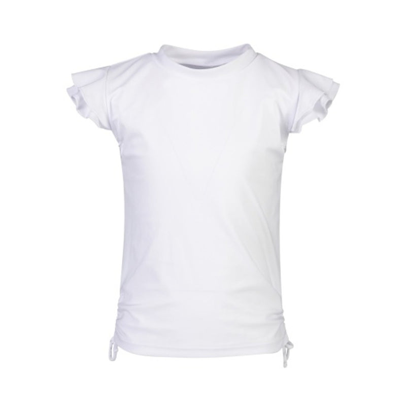 Snapper Rock - Girls White Flutter Sleeve Rash Top
