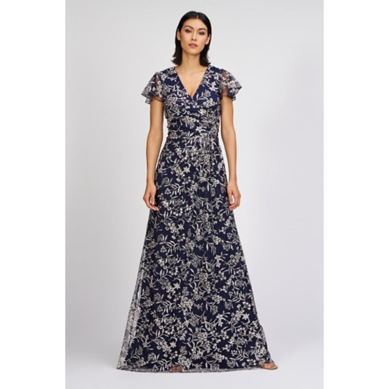 JS Collections - Womens Skylar Flutter Sleeve Gown