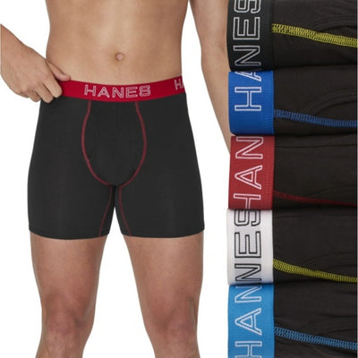Hanes - Mens Ultimate Men's Stretch Boxer Brief Underwear Moisture Wicking Black 5-Pack