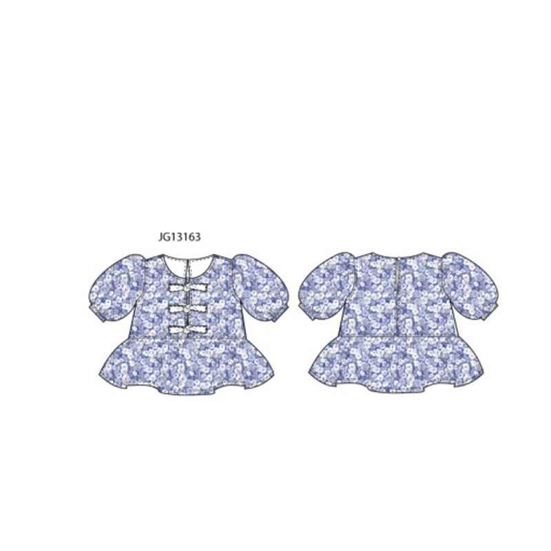 Janie and Jack - Girls with Blu Ditsy Peplum Short Sleeve Top Sp2