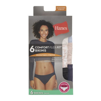 Hanes - Womens Super Stretch Microfiber Bikini Underwear Comfort Flex Fit 6-Pack