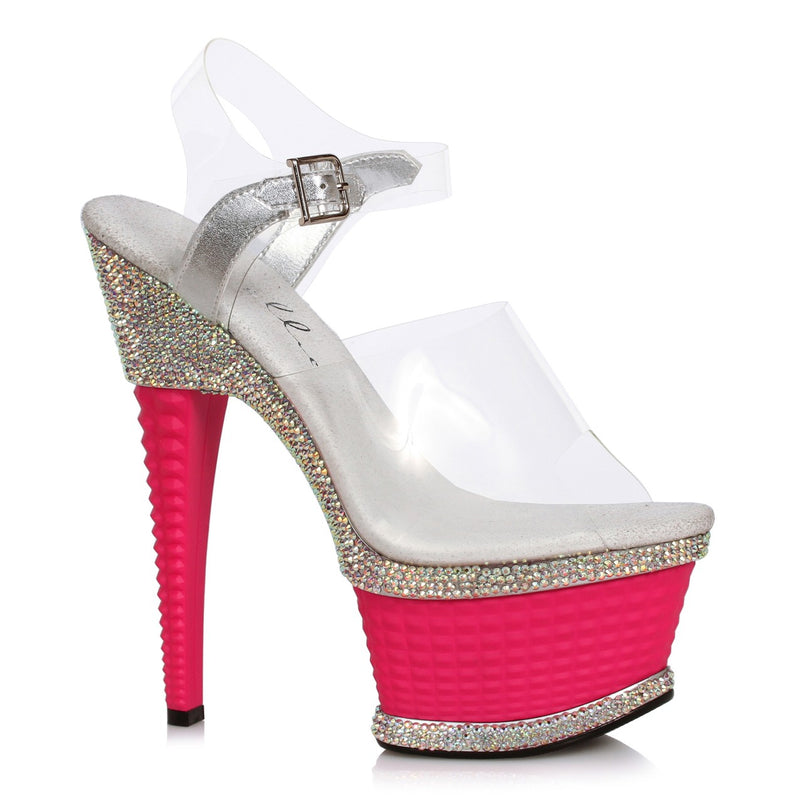 Ellie Shoes - 6" Heel W/Textured Platform & Rhinestone Accents