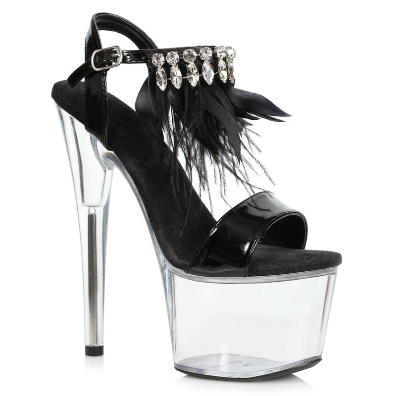 Ellie Shoes - 7" Feather and Rhinestone Sandal