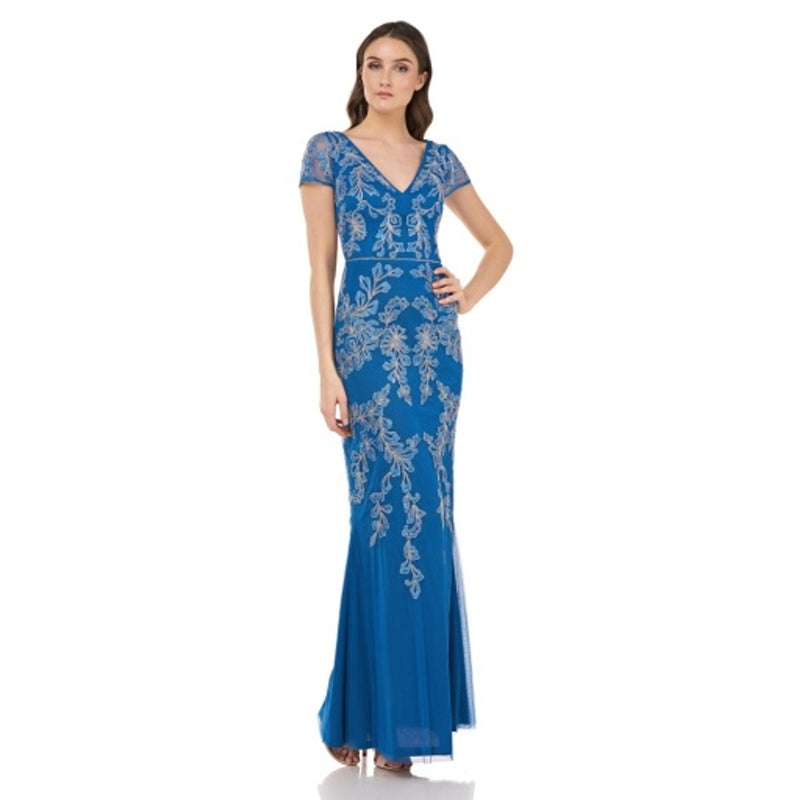 JS Collections - Womens Embroidered Bead Mermaid Gown