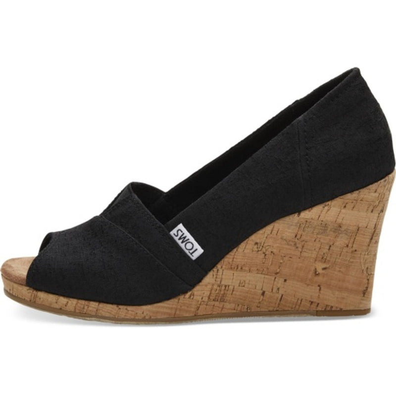 TOMS - Womens Classic Wedge Black Scattered Woven