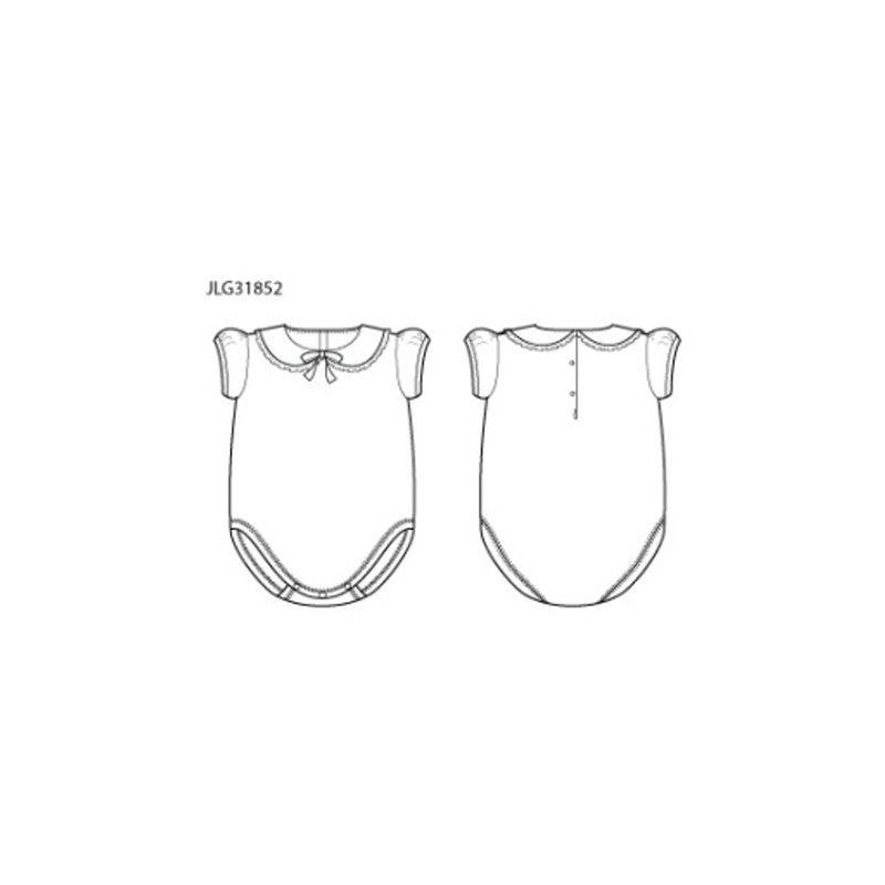 Janie and Jack - Baby G K White Short Sleeve Ruffle Collar Bow Short Sleeve Bodysuit Sb1