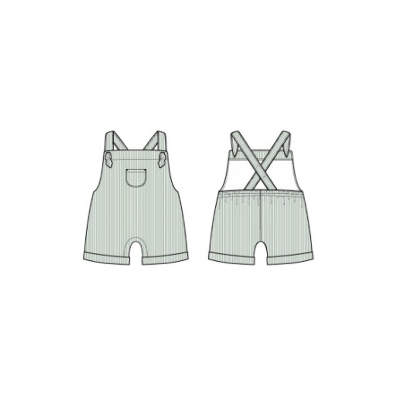 Janie and Jack - B with Green Microstripe Knot Overall Smr1