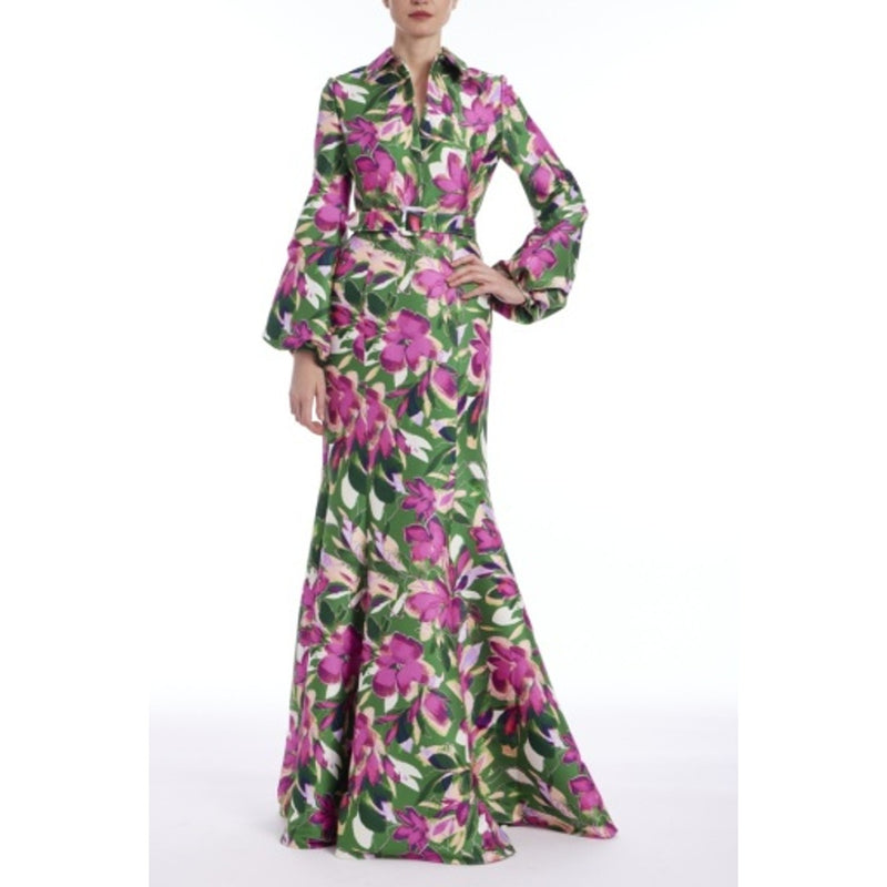 Badgley Mischka - Womens Printed Shirt Gown
