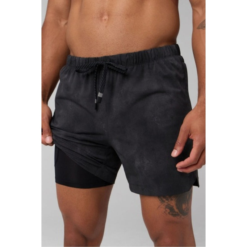 Fabletics - Mens the 5" One Short (Lined) - Black Moonwash