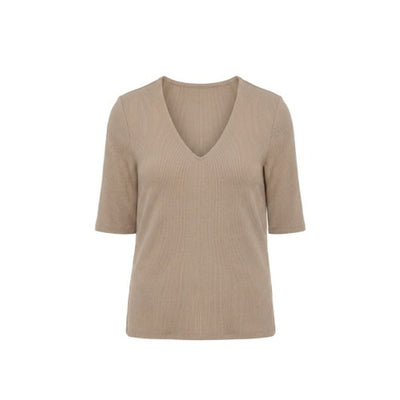 Liverpool Los Angeles - Womens 1/2 Slv V-Neck Double Layer Front Knit Top