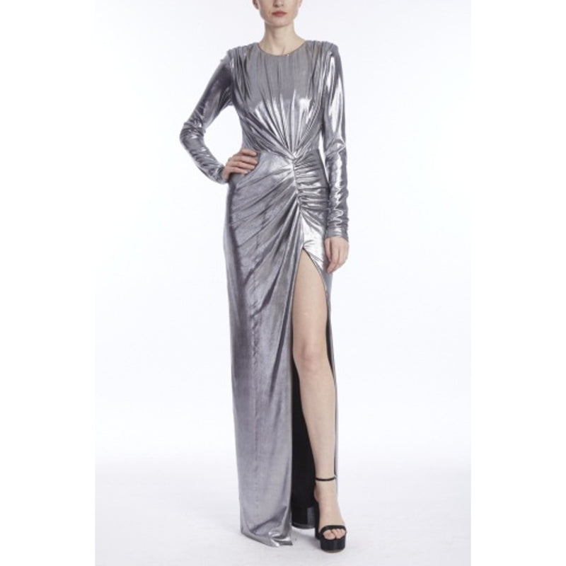 Badgley Mischka - Womens Lame Rchd Gown