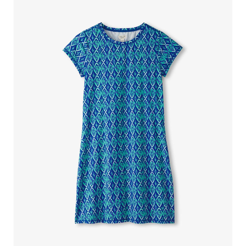 Little Blue House - Unisex Tee Shirt Dress Painted Diamonds