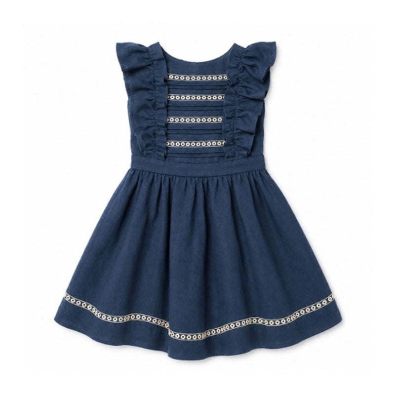 Hope & Henry - Girls Linen Pinafore Flutter Dress