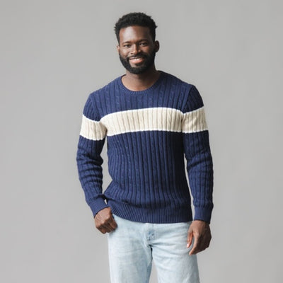 Hope & Henry - Mens Organic Crew Neck Cable Sweater