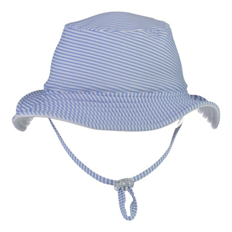 Snapper Rock - Kids Blue & White Stripe Reversible Bucket Hat