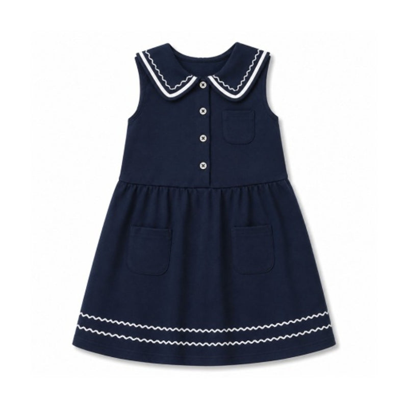 Hope & Henry - Girls Organic Button Front Collared Knit Dress