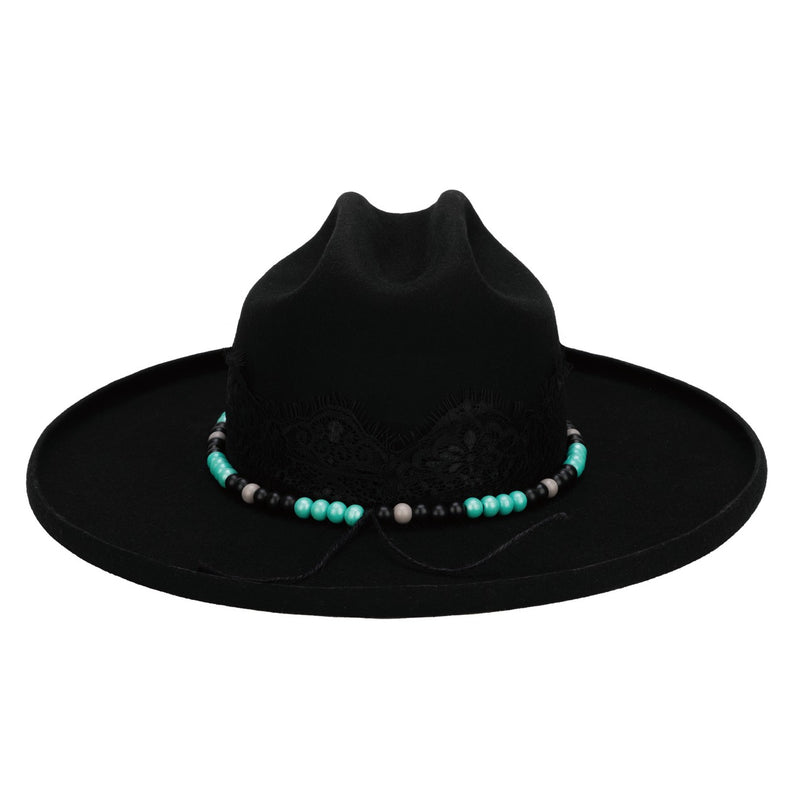 San Diego Hat Company - Gunsmoke Wool Felt Rancher Lace and Wood Bead