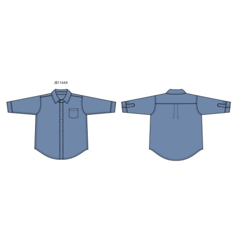 Janie and Jack - Boys with Long Sleeve Blue Gauze Shirt Smbas