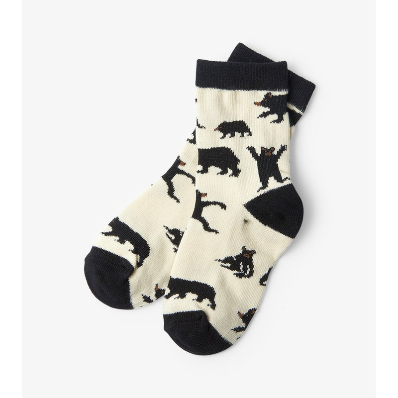 Little Blue House - Bears on Natural Kids Crew Socks