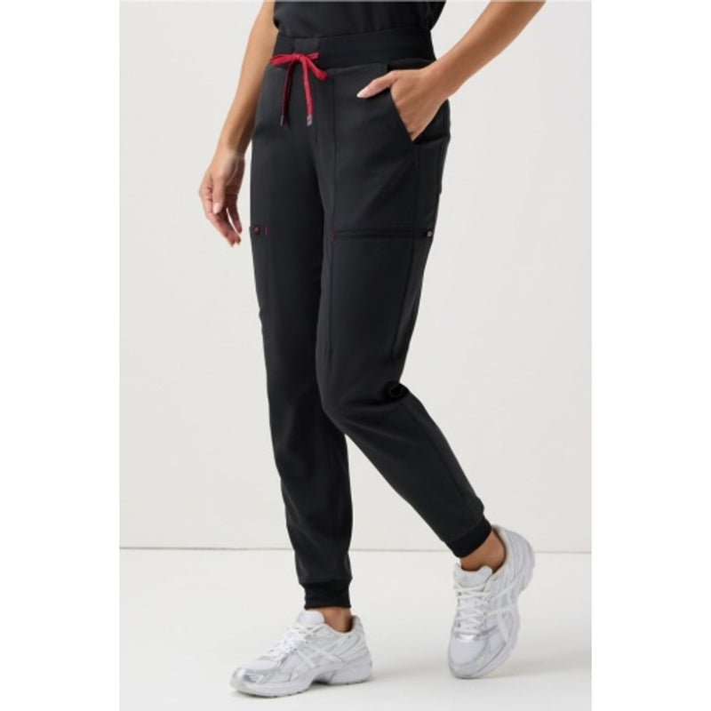Fabletics - Womens on-Call Scrub Jogger - Black/Holly Berry
