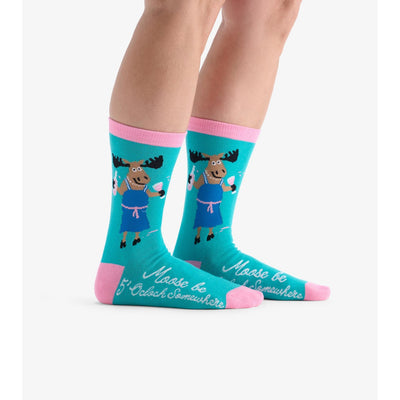 Little Blue House - Moose Be 5 O’Clock Womens Crew Socks