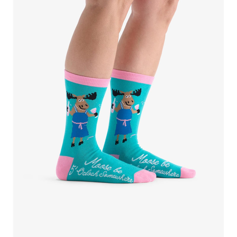 Little Blue House - Moose Be 5 O’Clock Womens Crew Socks