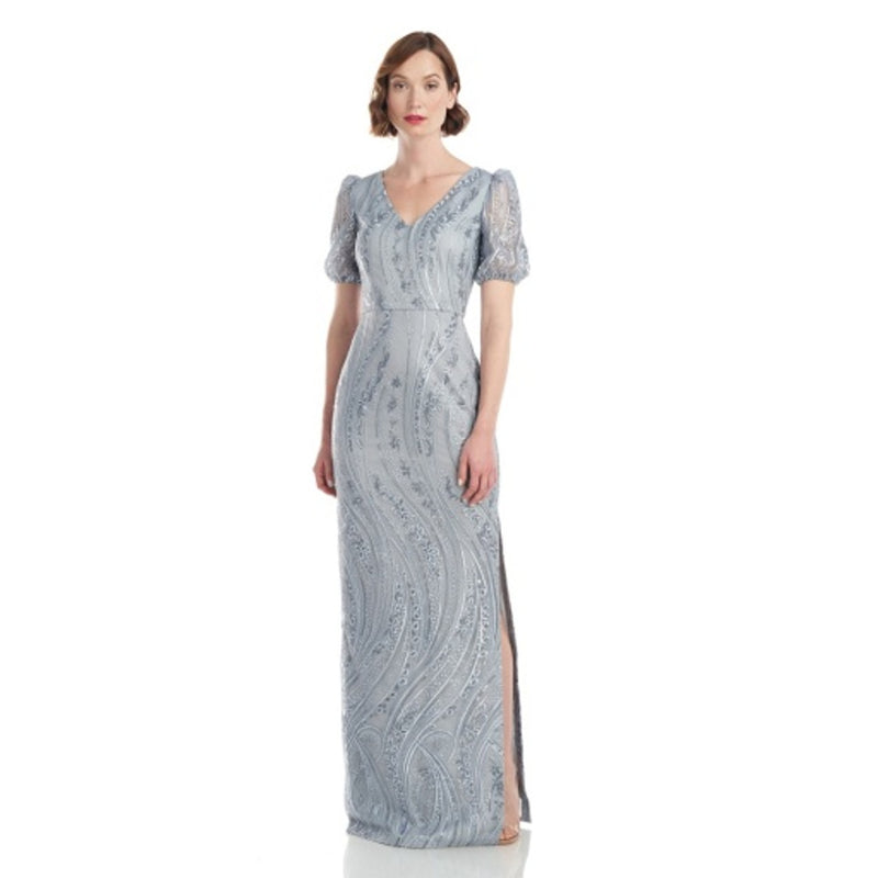JS Collections - Womens Gabriella V-Neck Column Gown